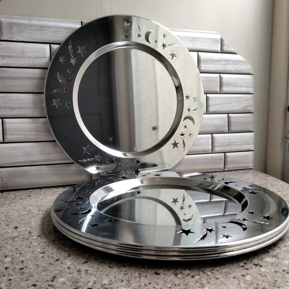 Set of 4 Cosmic Metal Charger Plates / Platters (B) - Picture 5 of 5